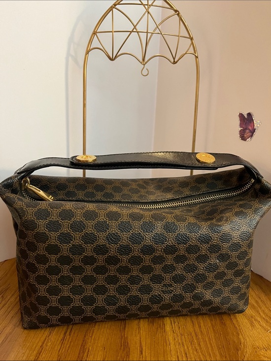 Celine Handbags - CELINE Brown Patterned Bag with Gold Accents